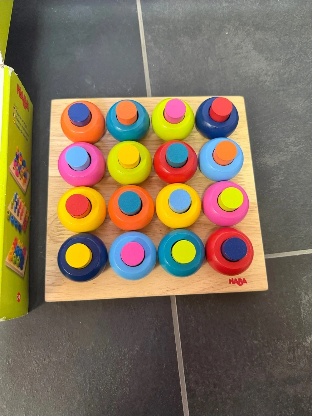 HABA Rainbow Whirls Wooden Sorting & Stacking Rings Shape Sorter